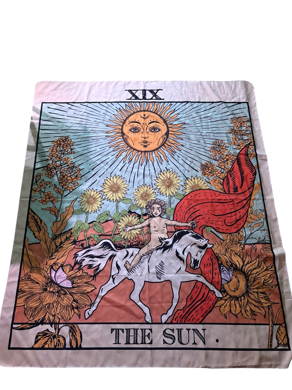 The Sun Tarot Card Fabric Wall Tapestry 50x60 Celestial Bohemian Decor XIX